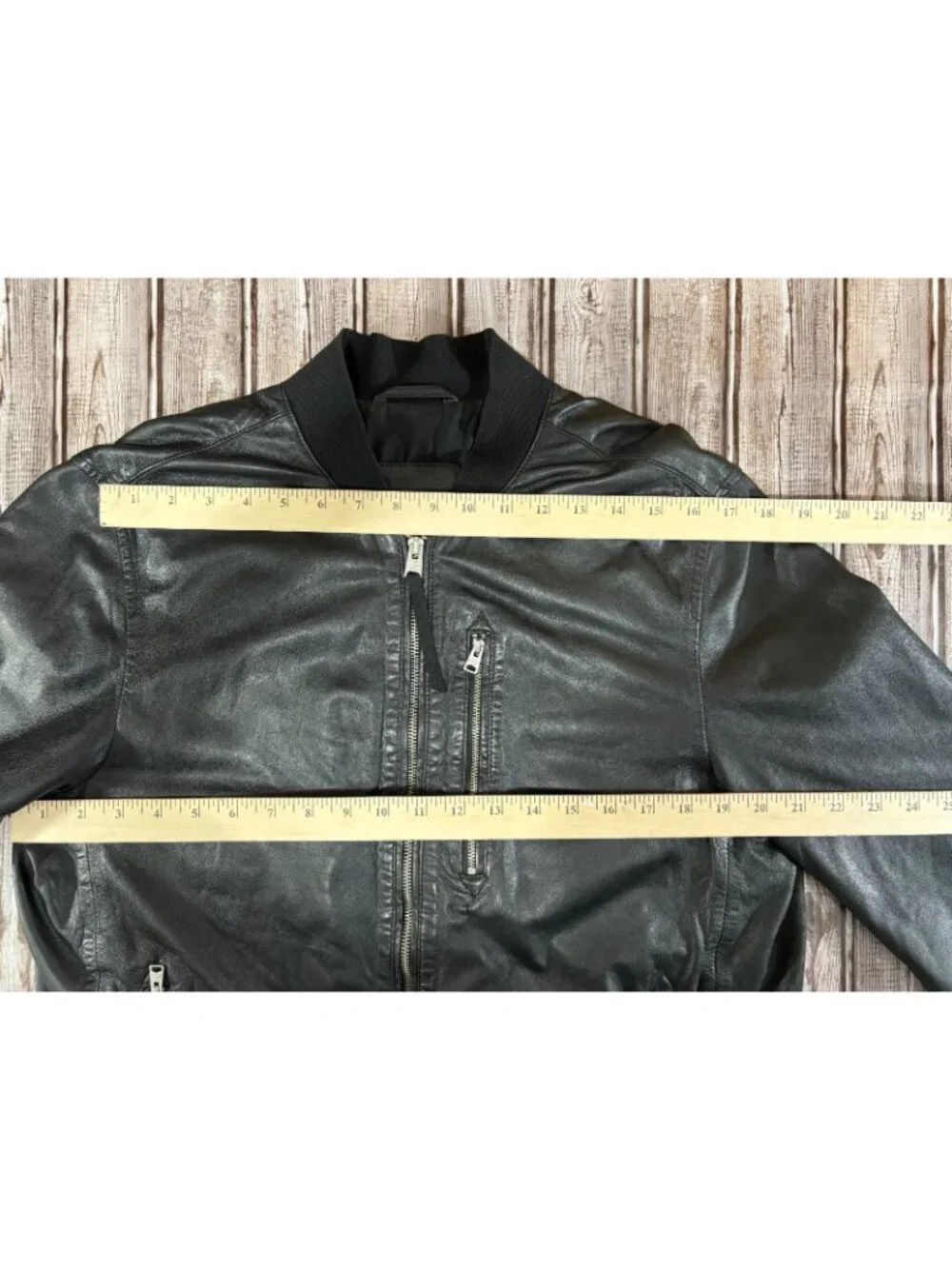 All Saints kino Sheep leather Bomber jacket size L color Black